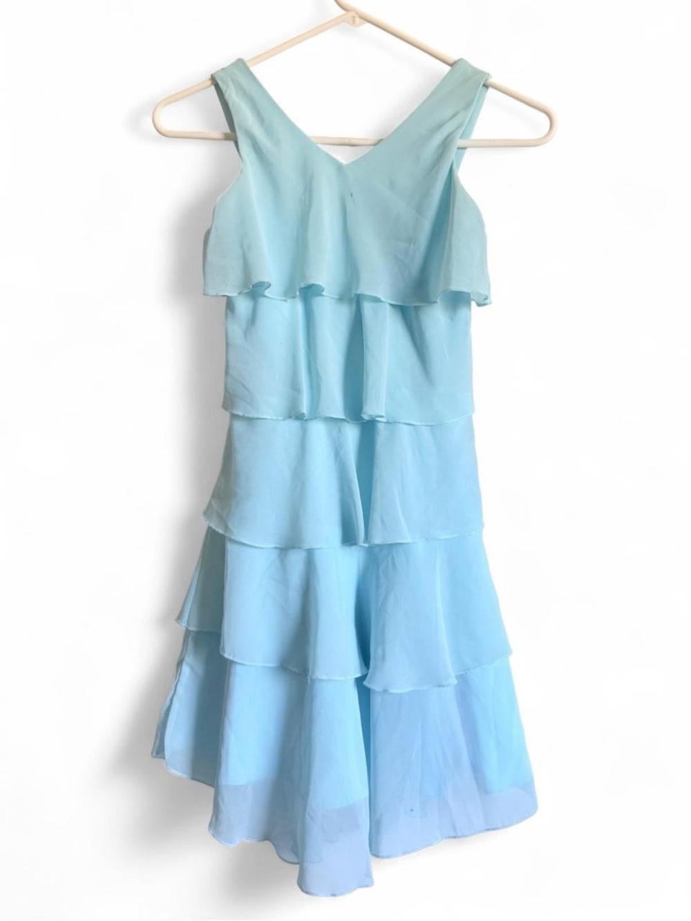 Girls Light Blue Tiered Ruffle Dress
